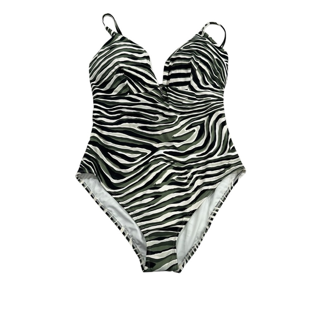 Coco Reef Astra Bra Sized Plunge Underwire One Piece Swimsuit - Wild Zebra - Picture 3 of 12